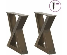 Kavos staliuko kojelės, 2 vnt., natūralus plienas, 40x(30-31,3) cm, plienas
