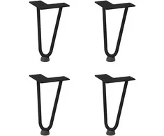 Kavos staliuko kojelės, 4 vnt., juodos, 20 cm, plienas, segtukai