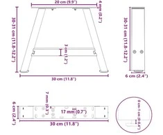 Kavos staliuko kojelės, 2 vnt., baltos, 30x(30-31) cm, plienas, A formos