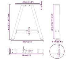 Kavos staliuko kojelės, A formos, 2 vnt., baltos, 38x(42-43) cm, plienas