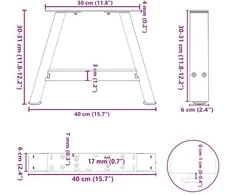 Kavos staliuko kojelės, A formos, 2 vnt., baltos, 40x(30-31) cm, plienas
