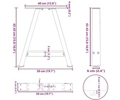 Kavos staliuko kojelės, A formos, 2 vnt., baltos, 50x(42-43) cm, plienas