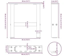Kavos staliuko kojelės, 2 vnt., 40 x (30-31) cm, natūralus plienas