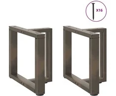 Kavos staliuko kojelės, T formos, 2 vnt., juodos, 50x25x(42-43) cm, plienas