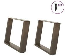 Kavos staliuko kojelės, U formos, 2 vnt., natūralus plienas, 70x(42-43) cm, plienas