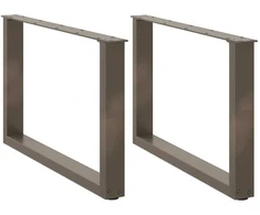 Kavos staliuko kojelės, U formos, 2 vnt., natūralus plienas, 70x(42-43) cm, plienas