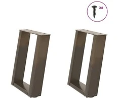 Kavos staliuko kojelės, U formos, 2 vnt., natūralus plienas, 28x(42-43) cm, plienas