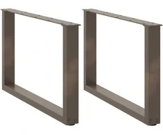 Kavos staliuko kojelės, U formos, 2 vnt., natūralus plienas, 60x(42-43) cm, plienas