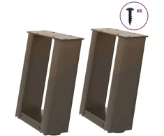 Kavos staliuko kojelės, U formos, 2 vnt., natūralus plienas, 30x(30-31) cm, plienas