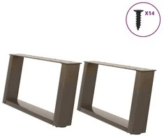 Kavos staliuko kojelės, U formos, 2 vnt., natūralus plienas, 70x(30-31) cm, plienas