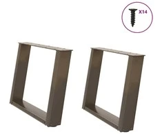 Kavos staliuko kojelės, U formos, 2 vnt., natūralus plienas, 60x(42-43) cm, plienas