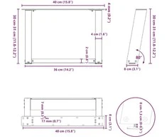 Kavos staliuko kojelės, 2 vnt., antracito spalvos, 40x(30-31) cm, plienas, U formos
