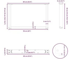 Kavos staliuko kojelės, 2 vnt., baltos, 60x(42-43) cm, plienas, U formos