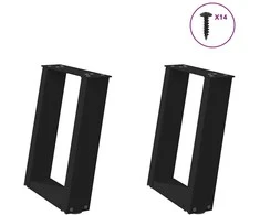 Kavos staliuko kojelės, 2 vnt., juodos, 38x(42-43) cm, plienas, U formos