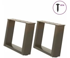 Kavos staliuko kojelės, U formos, 2 vnt., natūralus plienas, 50x(30-31) cm, plienas