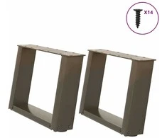 Kavos staliuko kojelės, U formos, 2 vnt., natūralus plienas, 40x(30-31) cm, plienas
