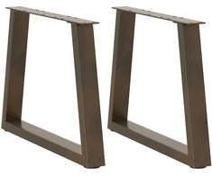 Kavos staliuko kojelės, V formos, 2 vnt., natūralus plienas, 50x(42-43,3) cm, plienas
