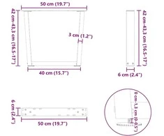 Kavos staliuko kojelės, V formos, 2 vnt., baltos, 50x(42-43,3) cm, plienas