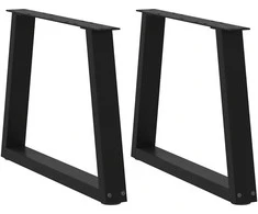 Kavos staliuko kojelės, V formos, 2 vnt., juodos, 60x(42-43,3) cm, plienas