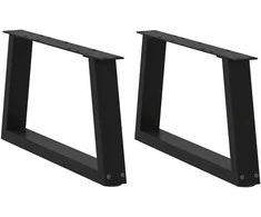 Kavos staliuko kojelės, V formos, 2 vnt., juodos, 70x(30-31,3) cm, plienas