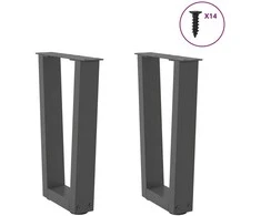 Kavos staliuko kojelės, V formos, 2 vnt., antracito spalvos, 28x(42-43,3) cm, plienas