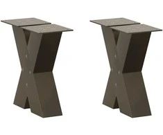 Kavos staliuko kojelės, X formos, 2 vnt., natūralus plienas, 40x(30-31) cm, plienas