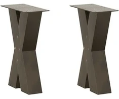 Kavos staliuko kojelės, X formos, 2 vnt., natūralus plienas, 38x(42-43) cm, plienas