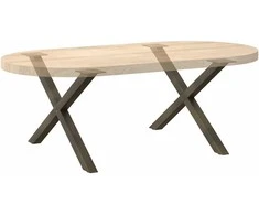 Kavos staliuko kojelės, X formos, 2 vnt., natūralus plienas, 70x(42-43) cm, plienas