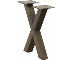 Kavos staliuko kojelės, X formos, 2 vnt., natūralus plienas, 30x(30-31) cm, plienas