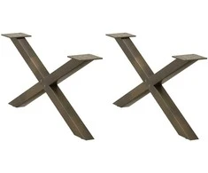 Kavos staliuko kojelės, X formos, 2 vnt., natūralus plienas, 70x(30-31) cm, plienas