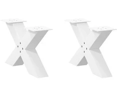 Kavos staliuko kojelės, X formos, 2 vnt., baltos, 50x(30-31) cm, plienas