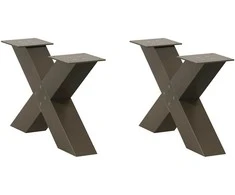 Kavos staliuko kojelės, X formos, 2 vnt., natūralus plienas, 50x(30-31) cm, plienas