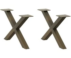 Kavos staliuko kojelės, X formos, 2 vnt., natūralus plienas, 50x(30-31) cm, plienas