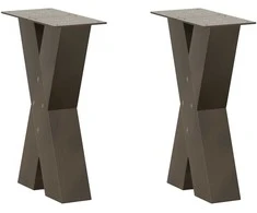 Kavos staliuko kojelės, X formos, 2 vnt., natūralus plienas, 38x(42-43) cm, plienas
