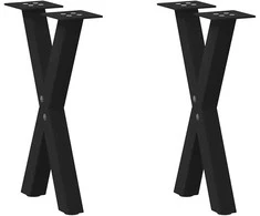 Kavos staliuko kojelės, X formos, 2 vnt., juodos, 28x(42-43) cm, plienas