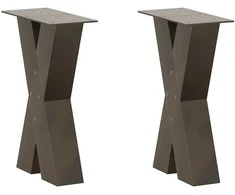 Kavos staliuko kojelės, X formos, 2 vnt., natūralus plienas, 28x(42-43) cm, plienas