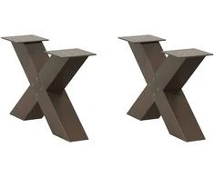 Kavos staliuko kojelės, X formos, 2 vnt., natūralus plienas, 60x(30-31) cm, plienas