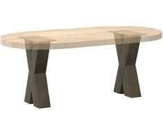 Kavos staliuko kojelės, X formos, 2 vnt., natūralus plienas, 28x(42-43) cm, plienas