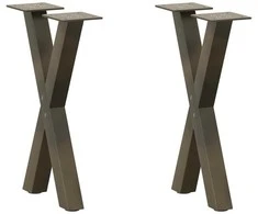 Kavos staliuko kojelės, X formos, 2 vnt., natūralus plienas, 28x(42-43) cm, plienas