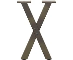 Kavos staliuko kojelės, X formos, 2 vnt., natūralus plienas, 38x(42-43) cm, plienas