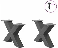 Kavos staliuko kojelės, 2 vnt., antracito spalvos, 50x(30-31) cm, plienas