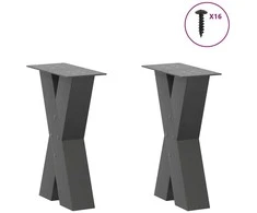 Kavos staliuko kojelės, 2 vnt., antracito spalvos, 38x(42-43) cm, plienas