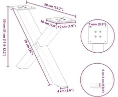 Kavos staliuko kojelės, 2 vnt., antracito spalvos, 50x(30-31) cm, plienas