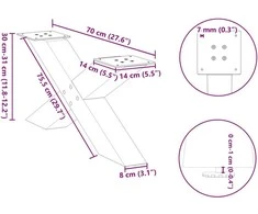 Kavos staliuko kojelės, 2 vnt., baltos, 70x(30-31) cm, plienas, X formos