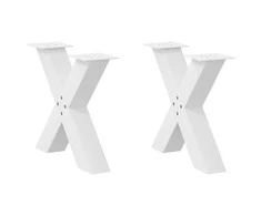 Kavos staliuko kojelės, 2 vnt., baltos, 60x(42-43) cm, plienas, X formos