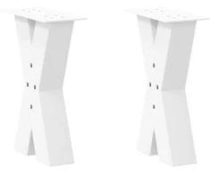 Kavos staliuko kojelės, X formos, 2 vnt., baltos, 28x(42-43) cm, plienas
