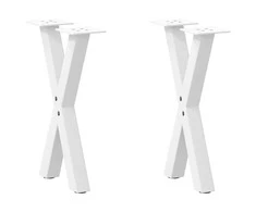 Kavos staliuko kojelės, X formos, 2 vnt., baltos, 38x(42-43) cm, plienas