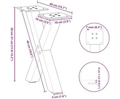 Kavos staliuko kojelės, X formos, 2 vnt., baltos, 37x(30-31) cm, plienas