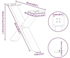 Kavos staliuko kojelės, 2 vnt., baltos, 60x(30-31) cm, plienas, X formos