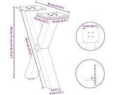 Kavos staliuko kojelės, 2 vnt., baltos, 30x(30-31) cm, plienas, X formos